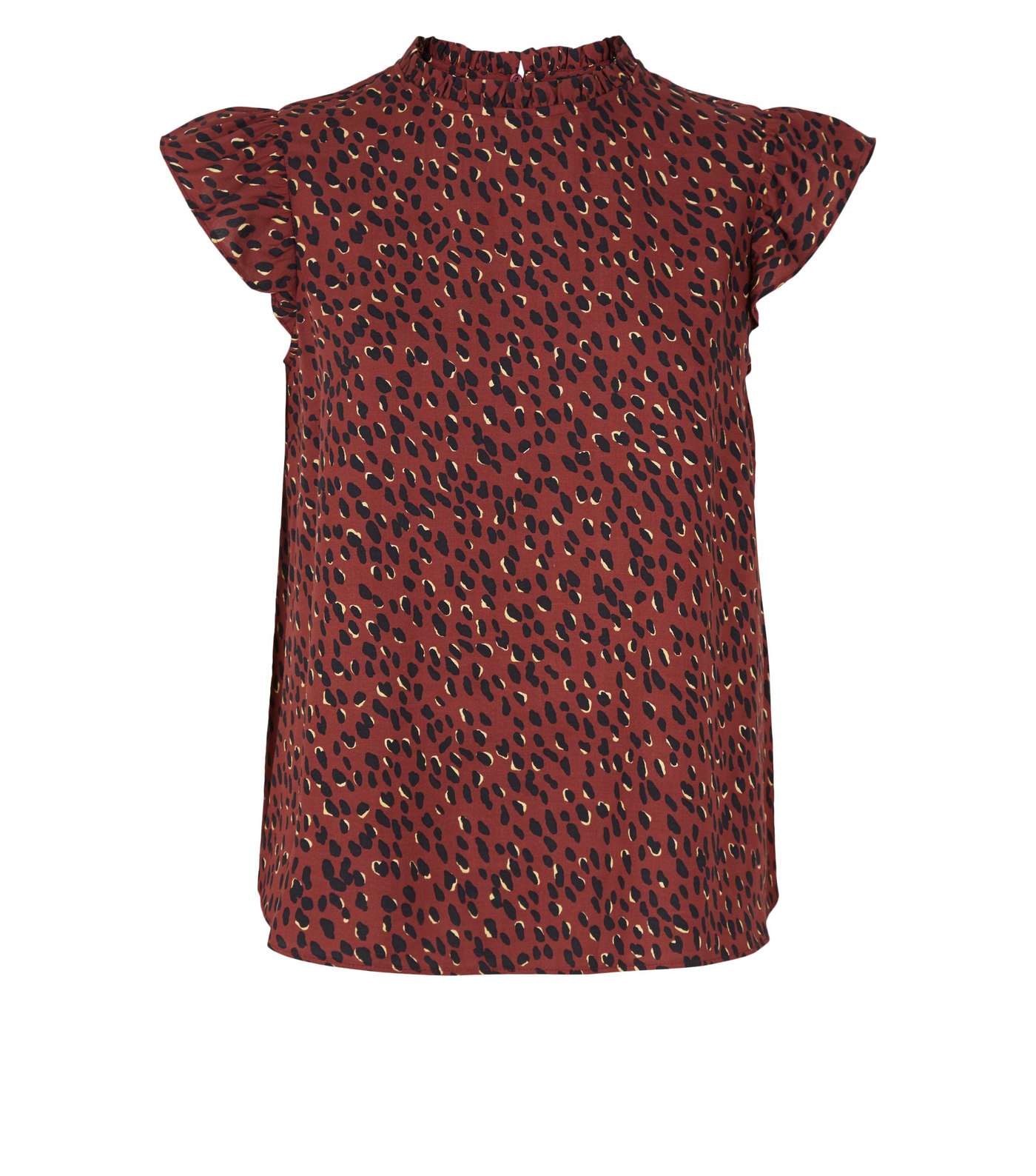 Petite Red Abstract Spot Frill Trim Blouse Image 4