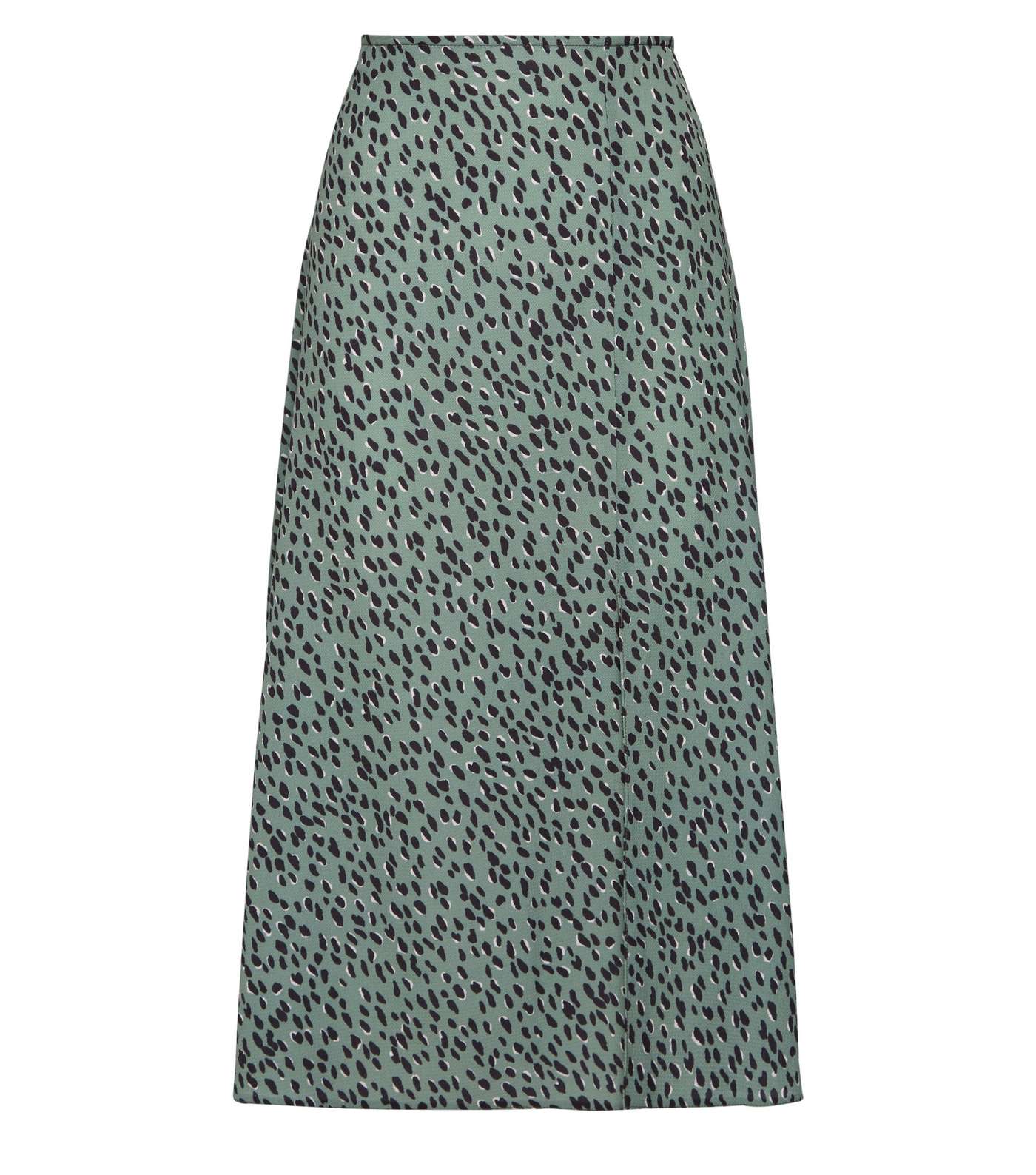 Petite Green Spot Side Split Midi Skirt Image 4
