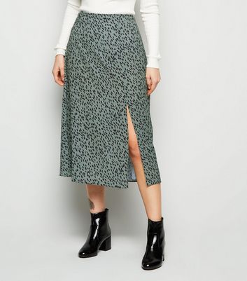 new look green midi skirt