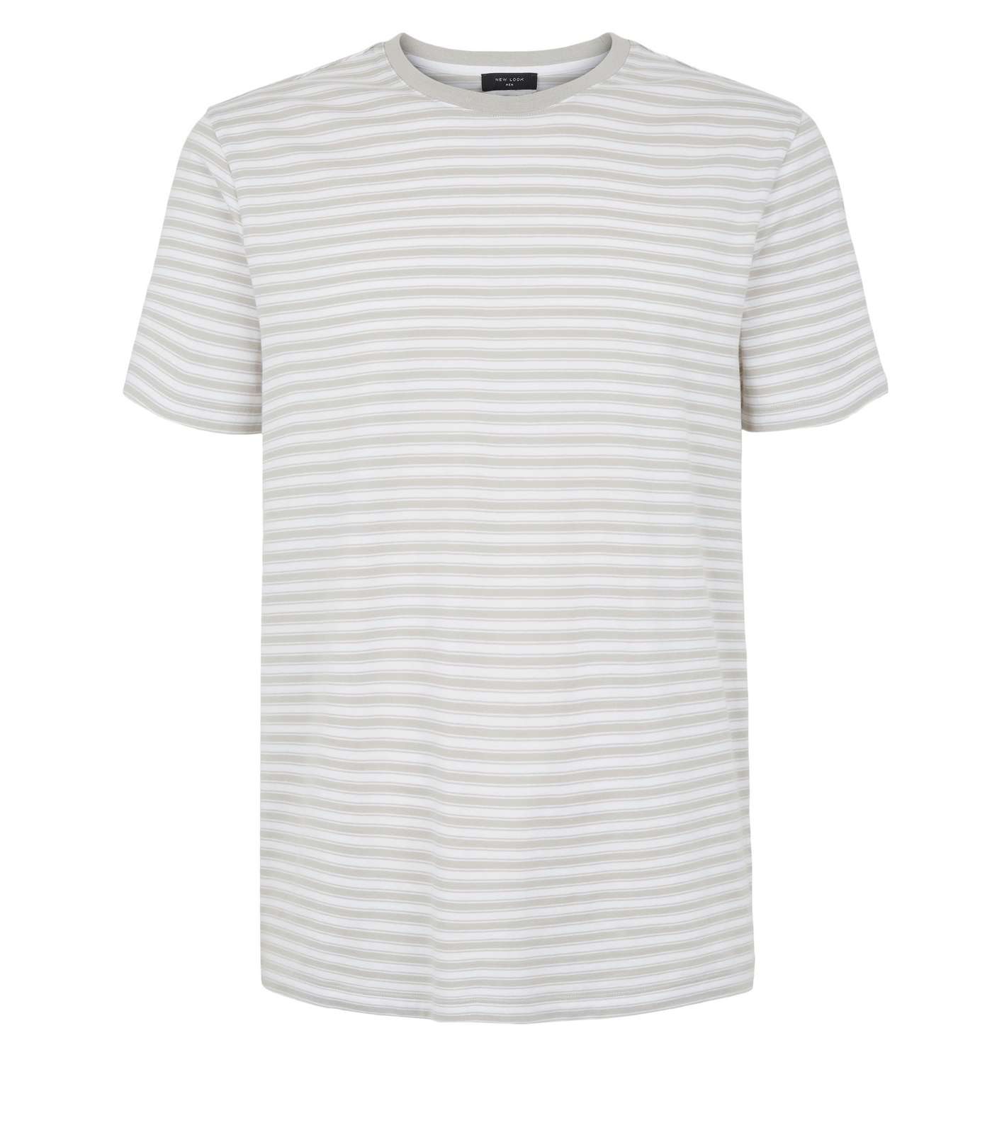 Pale Grey Stripe Crew T-Shirt Image 4