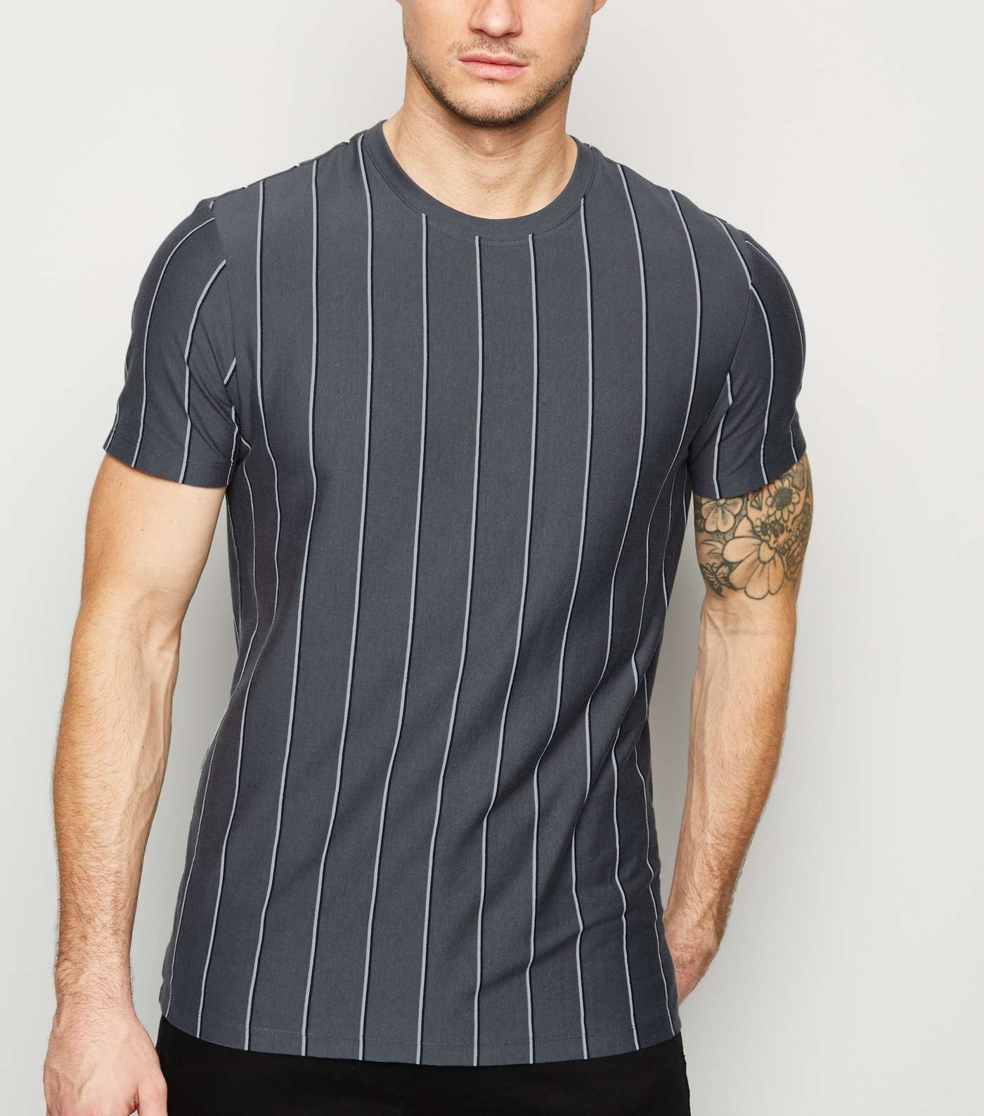 Grey Vertical Stripe T-Shirt