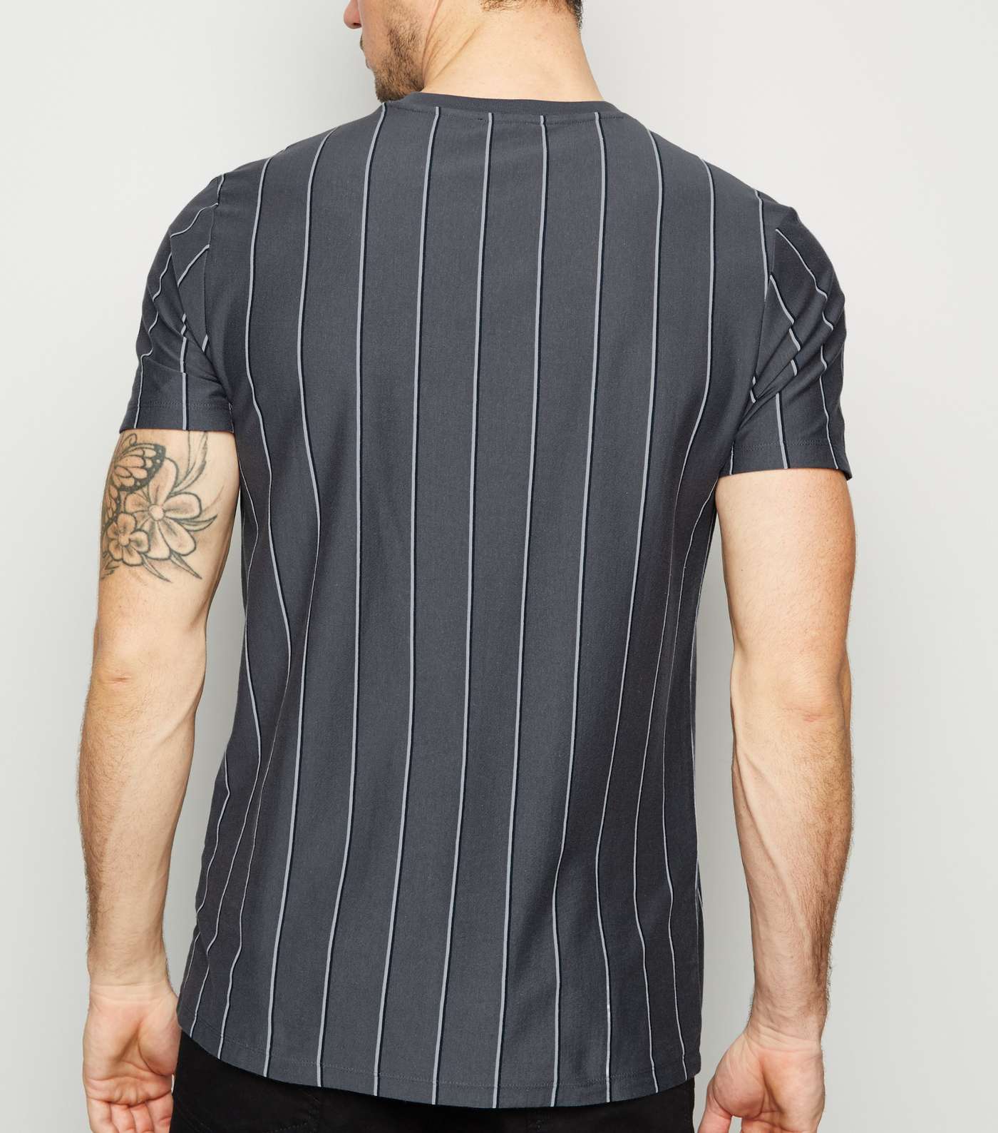 Grey Vertical Stripe T-Shirt Image 3