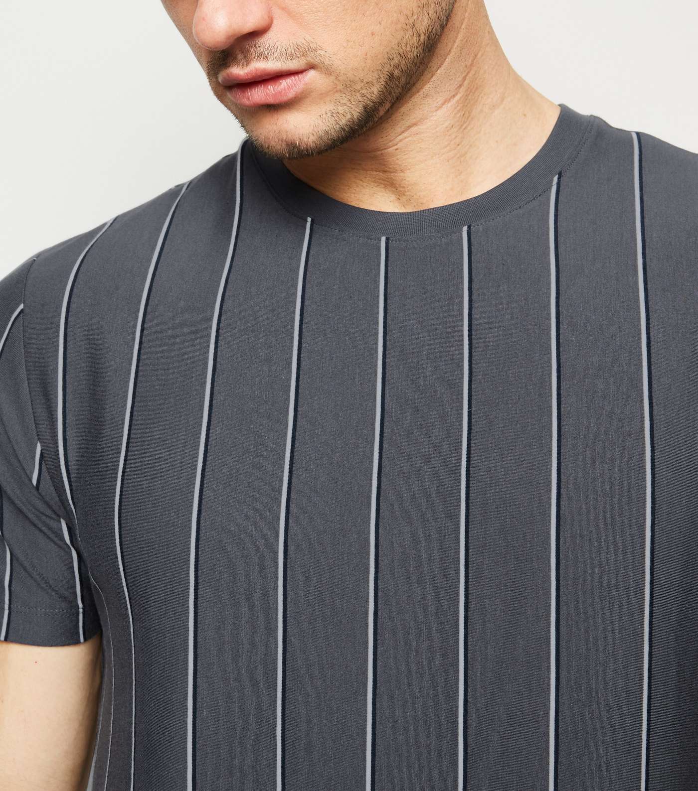 Grey Vertical Stripe T-Shirt Image 5