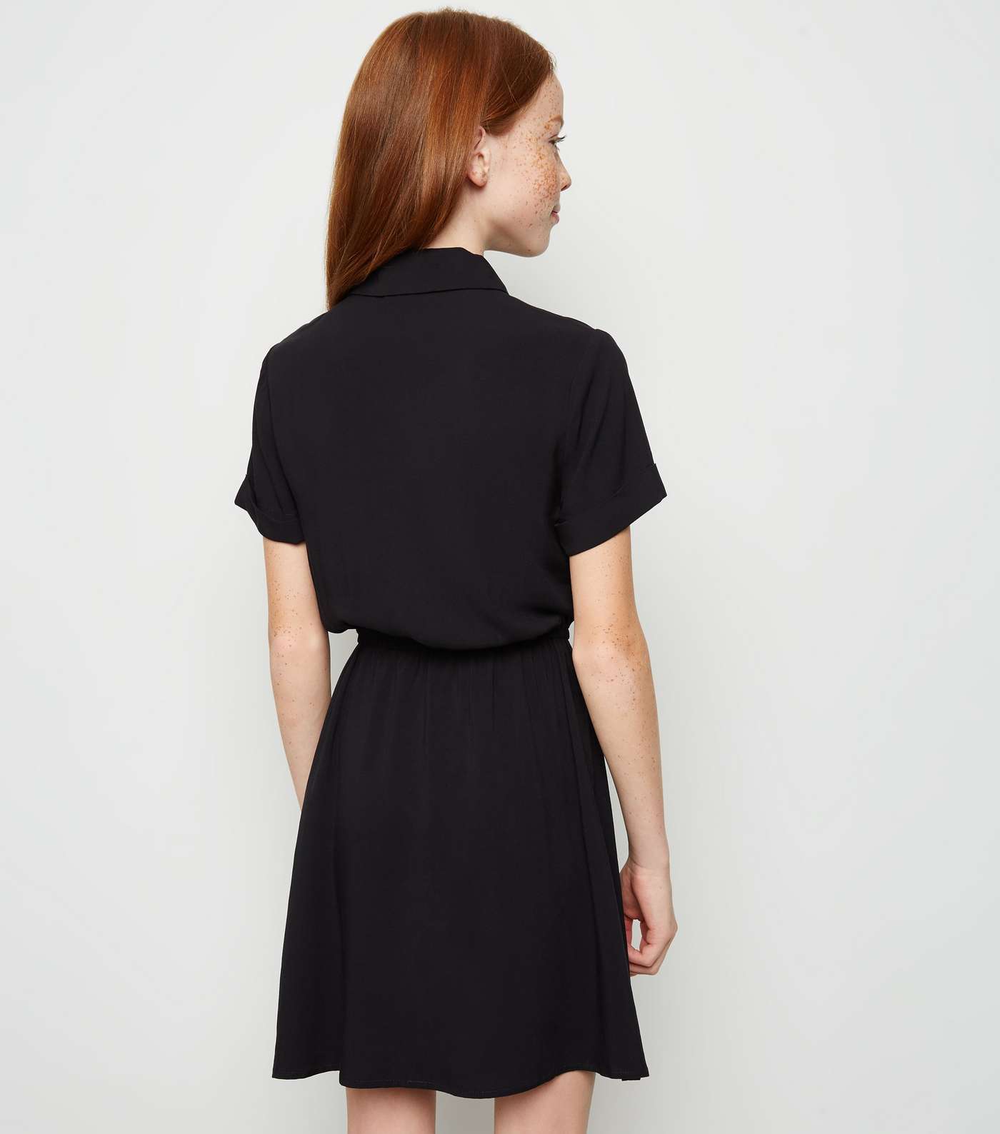 Girls Black Zip Utility Shirt Dress Image 2
