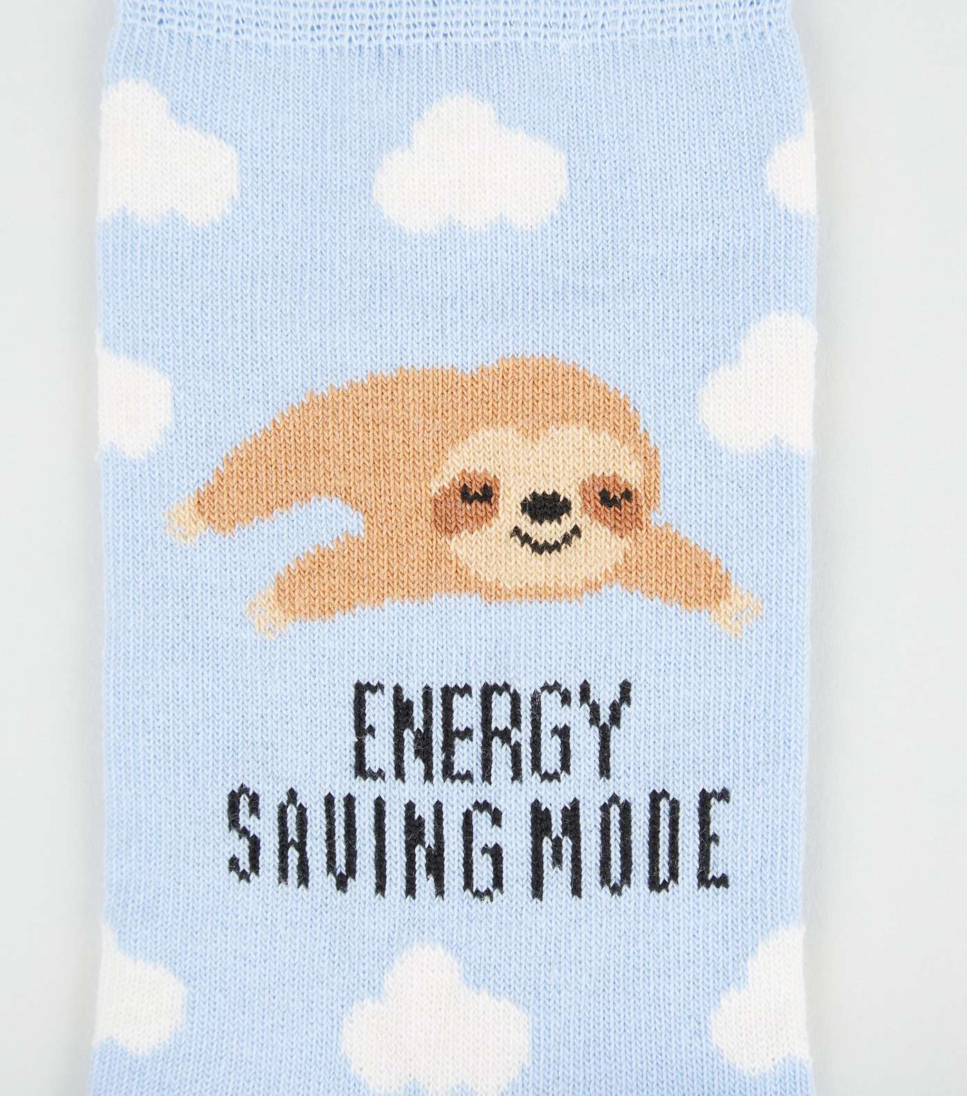 Pale Blue Sloth Saving Energy Slogan Socks Image 3