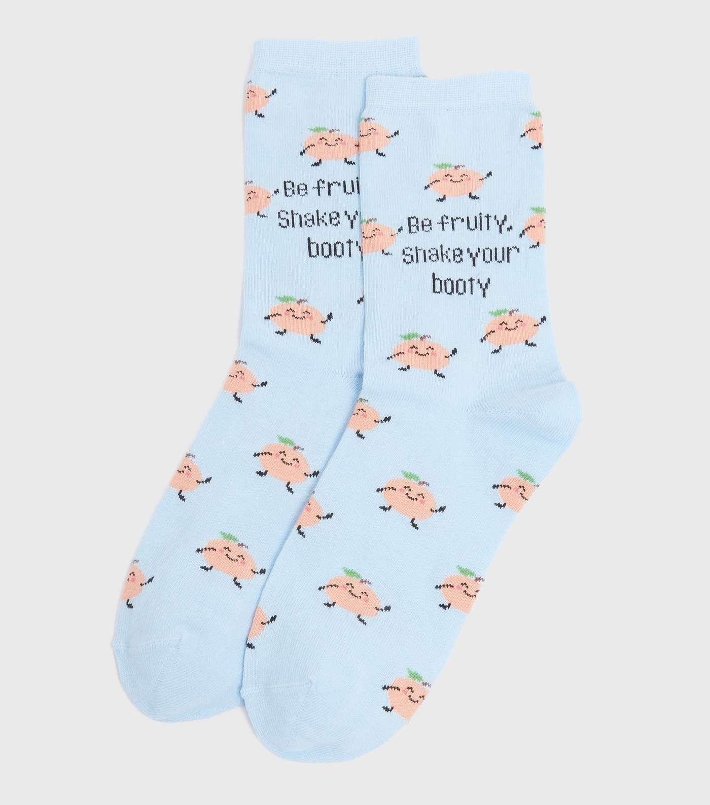 Pale Blue Peach Be Fruity Shake Your Booty Socks