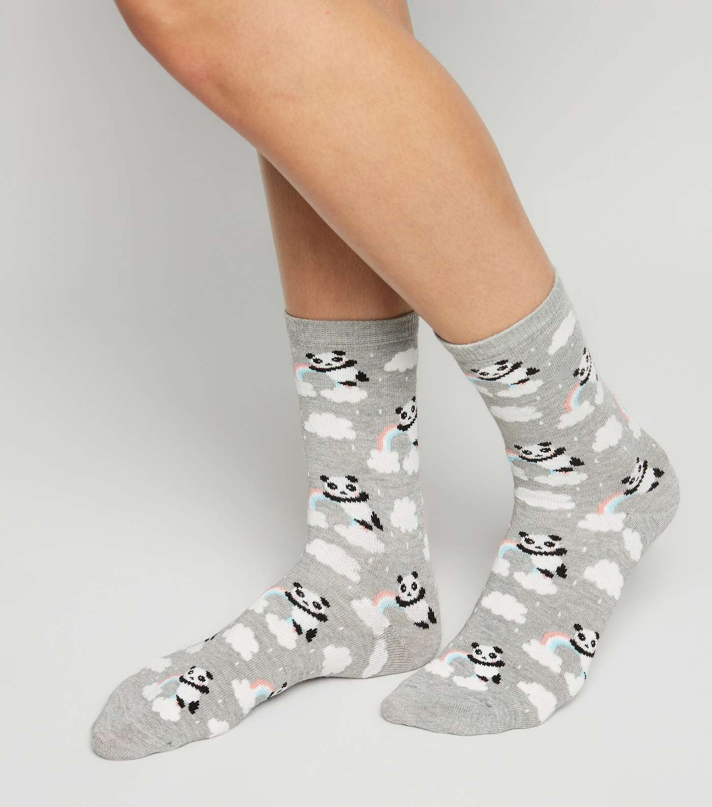 Pale Grey Panda Rainbow Socks Image 2