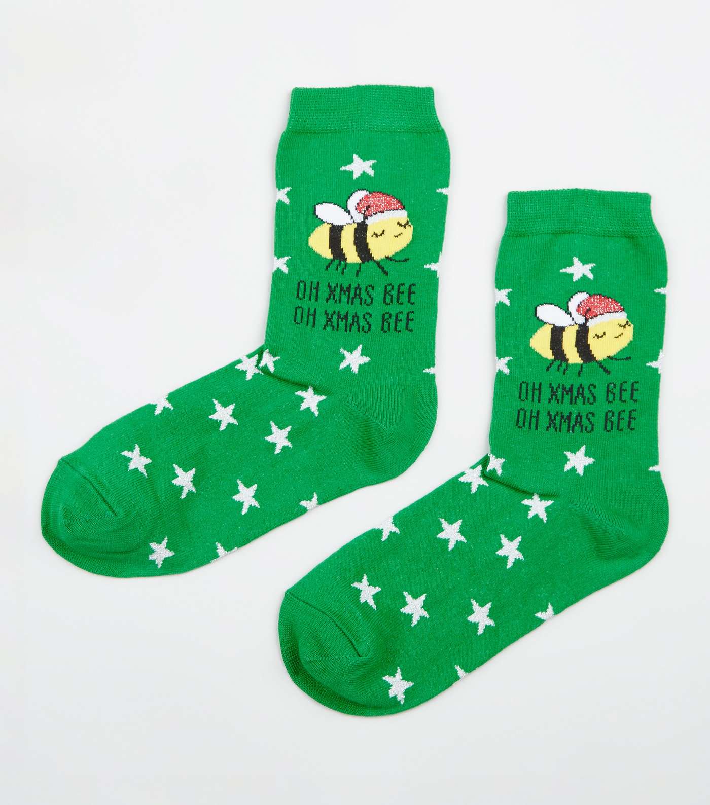 Green Oh Xmas Bee Slogan Christmas Socks