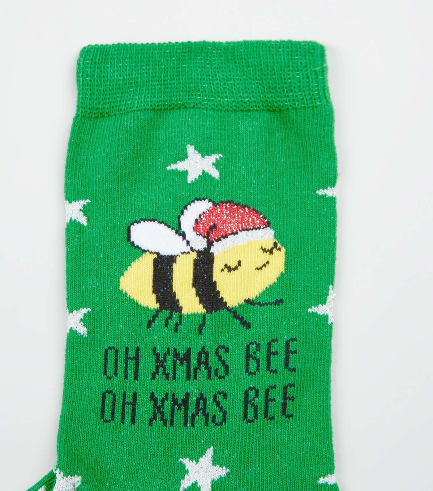 Green Oh Xmas Bee Slogan Christmas Socks Image 3