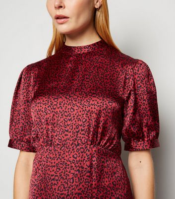 Red leopard print 2024 dress new look