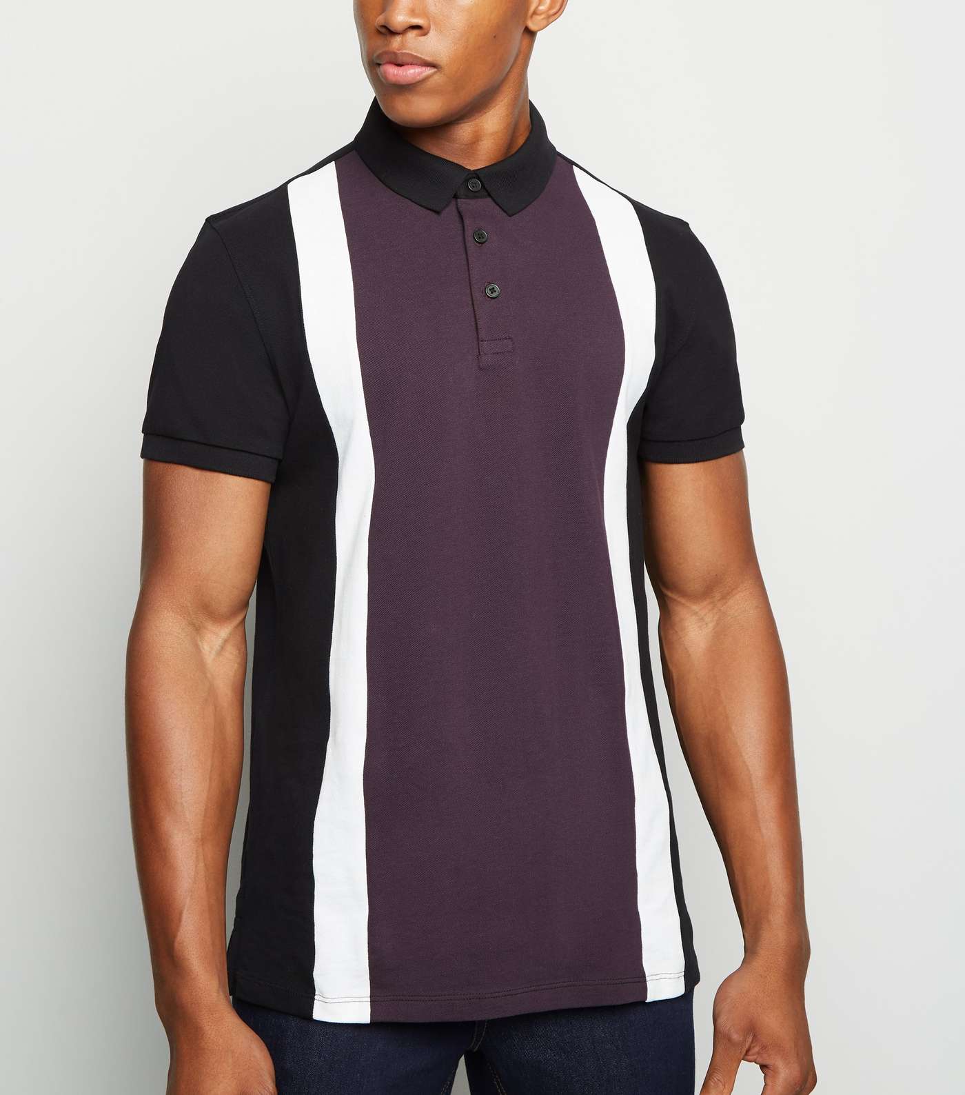 Purple Colour Block Polo Shirt