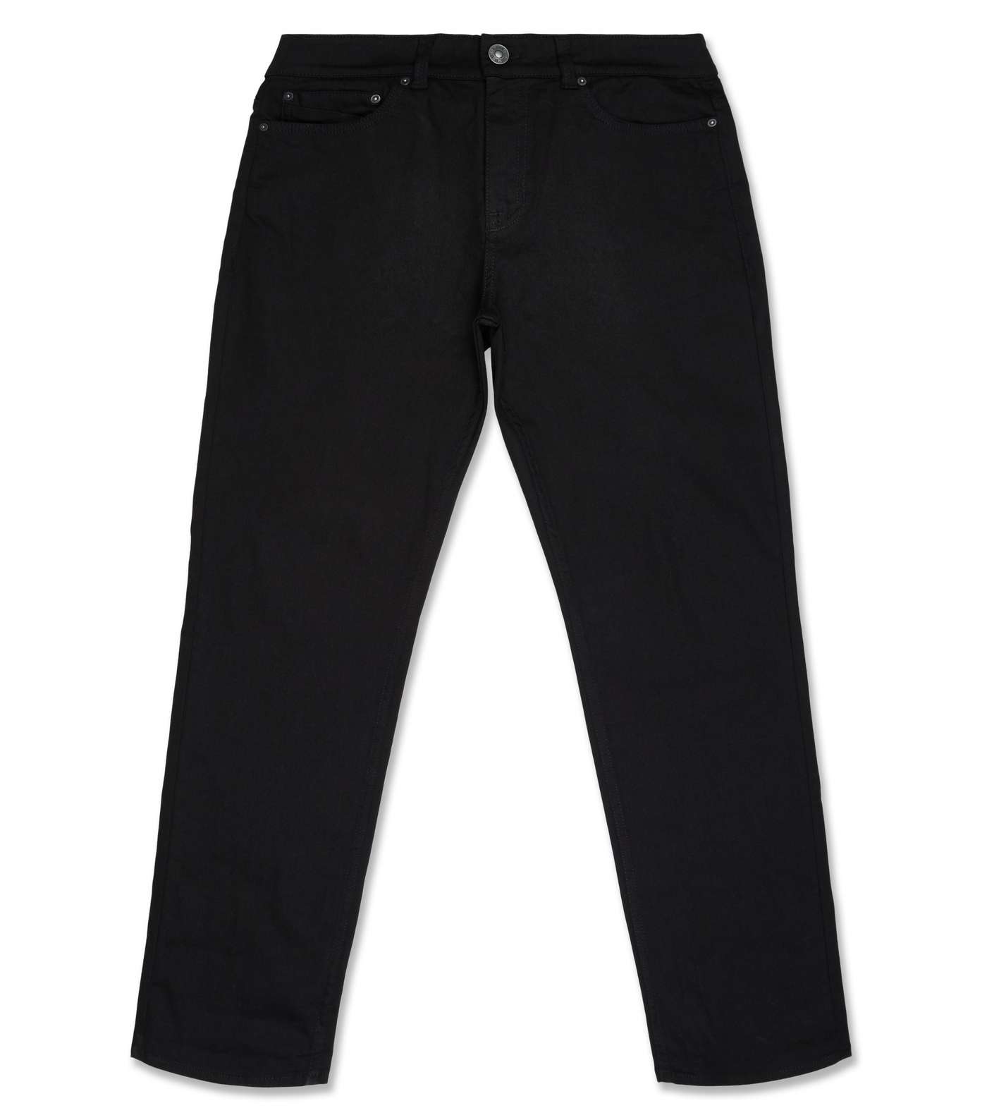 Black Plain Straight Leg Jeans Image 6
