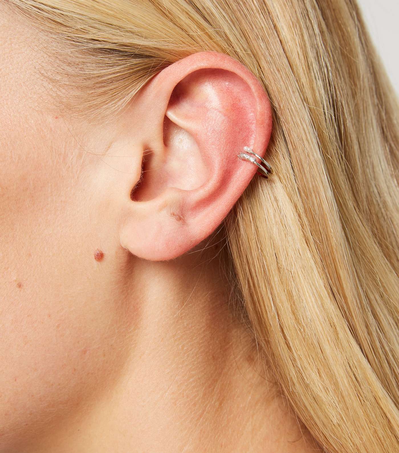 Silver Diamanté and Faux Pearl Ear Cuff Image 2