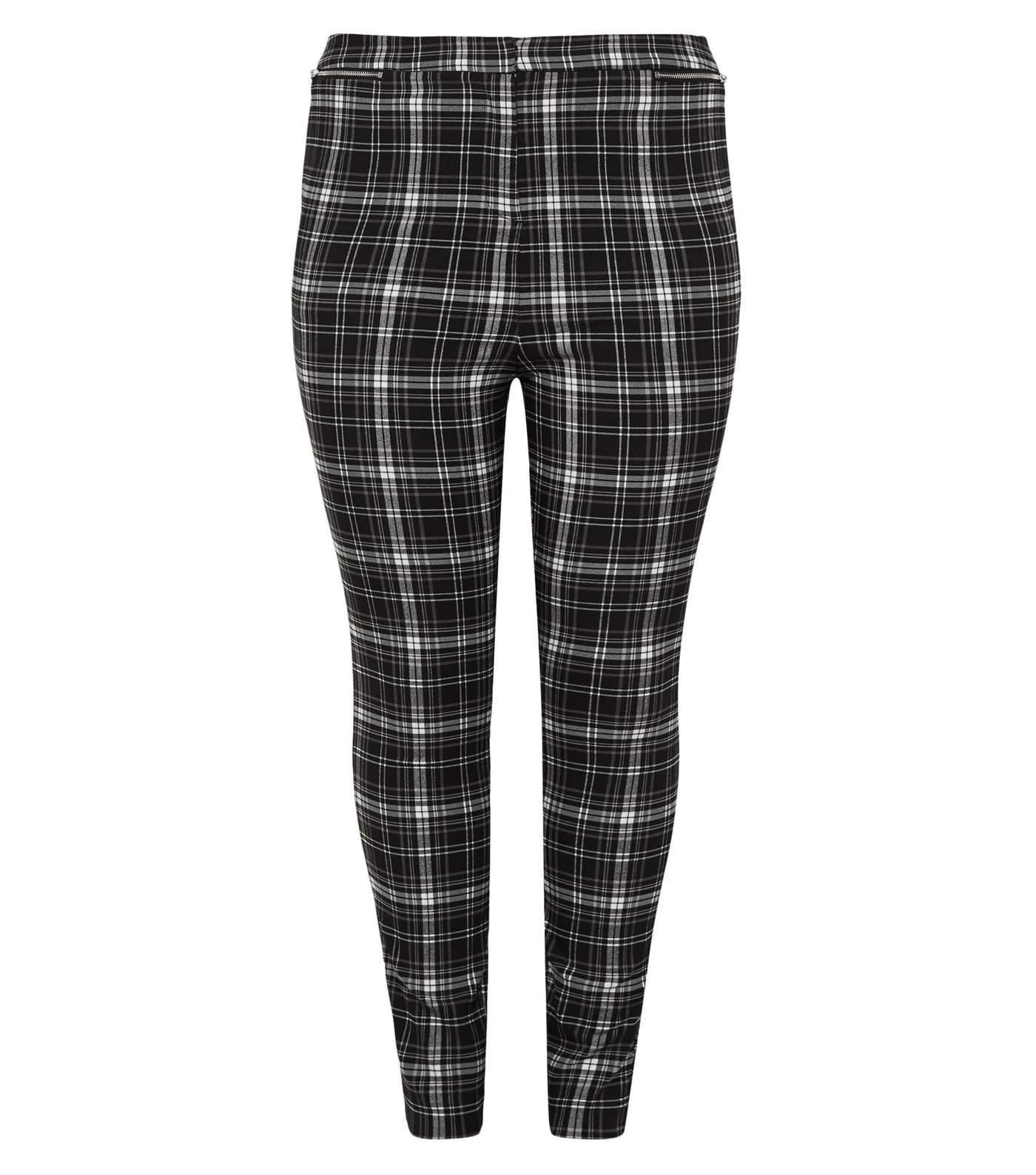 Curves Black Check Slim Stretch Trousers Image 4