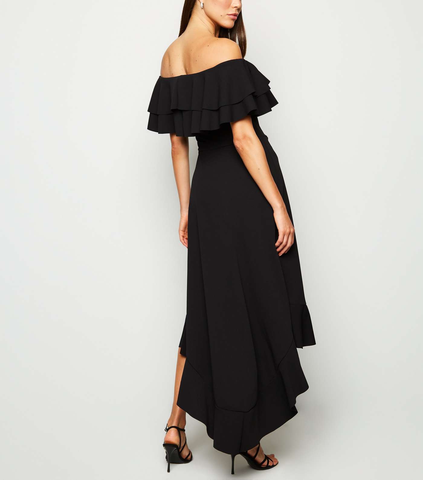 Missfiga Black Ruffle Trim Bardot Midi Dress Image 3