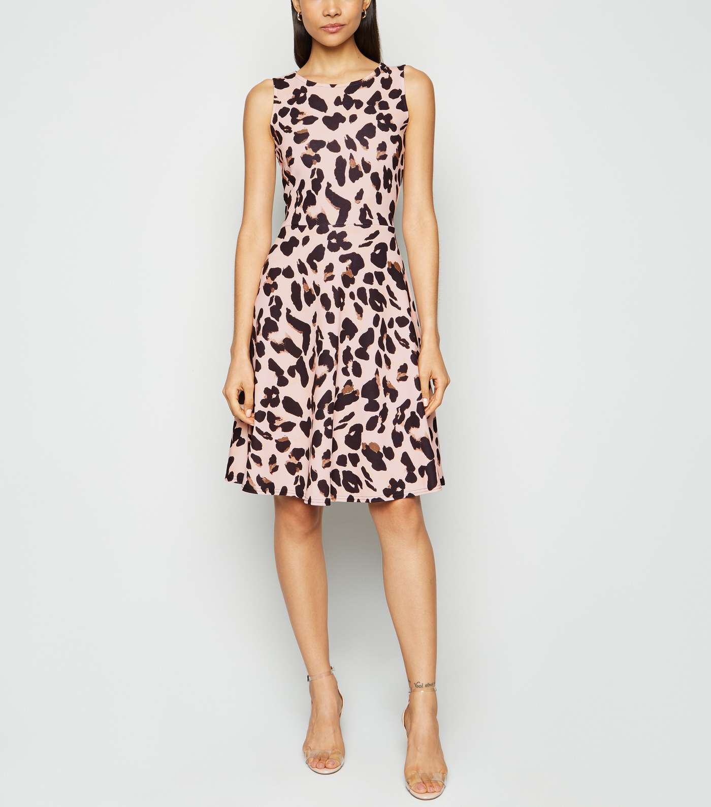 Missfiga Pink Leopard Print Skater Dress Image 2
