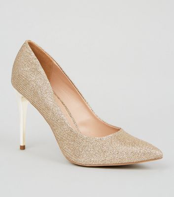 Gold Glitter Stiletto Court Shoes | New 