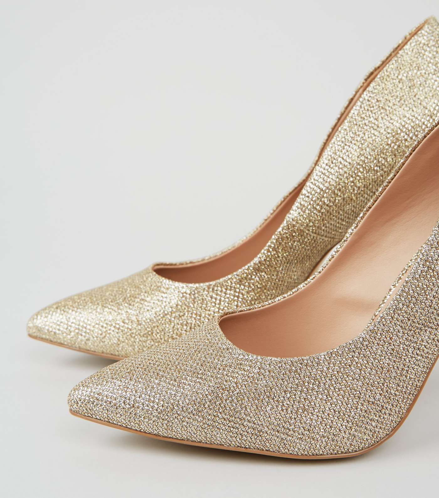 Gold Glitter Stiletto Court Shoes Image 4