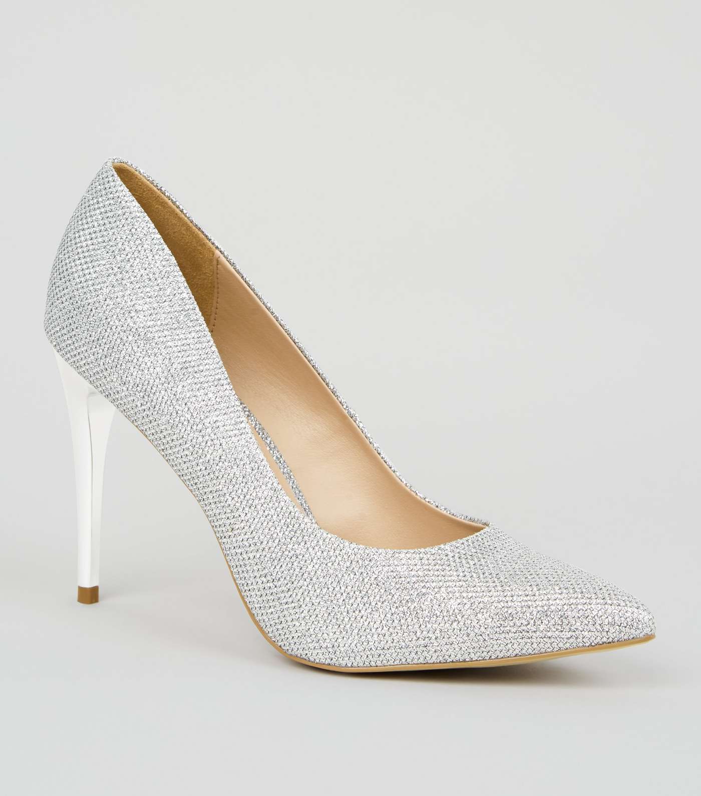 Silver Glitter Stiletto Court Shoes