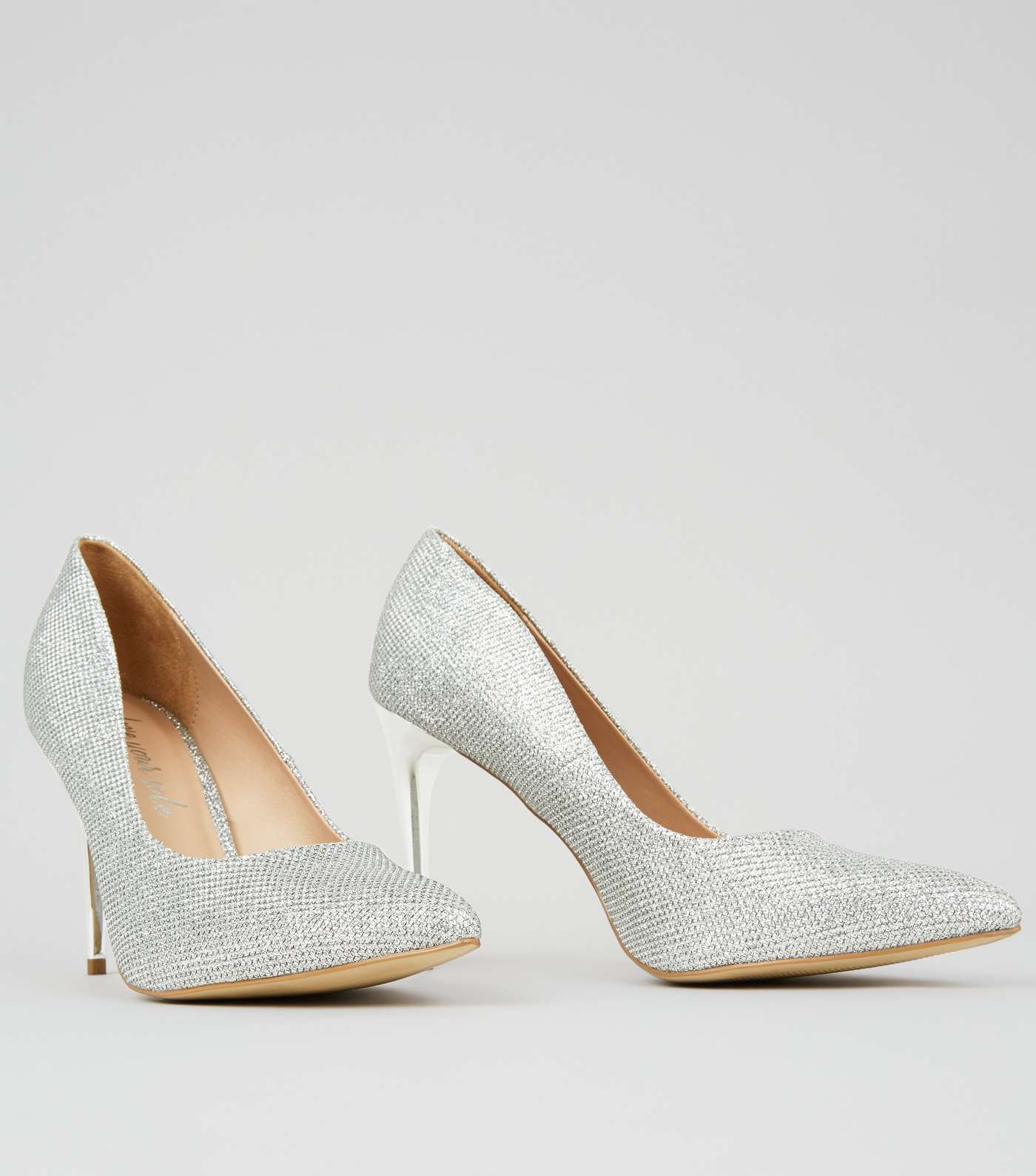Silver Glitter Stiletto Court Shoes Image 3