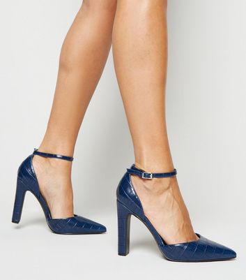 navy blue wide fit court shoes