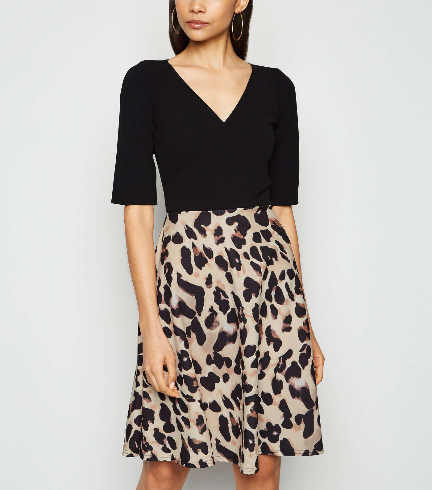 Missfiga Brown Leopard Print Skirt Skater Dress