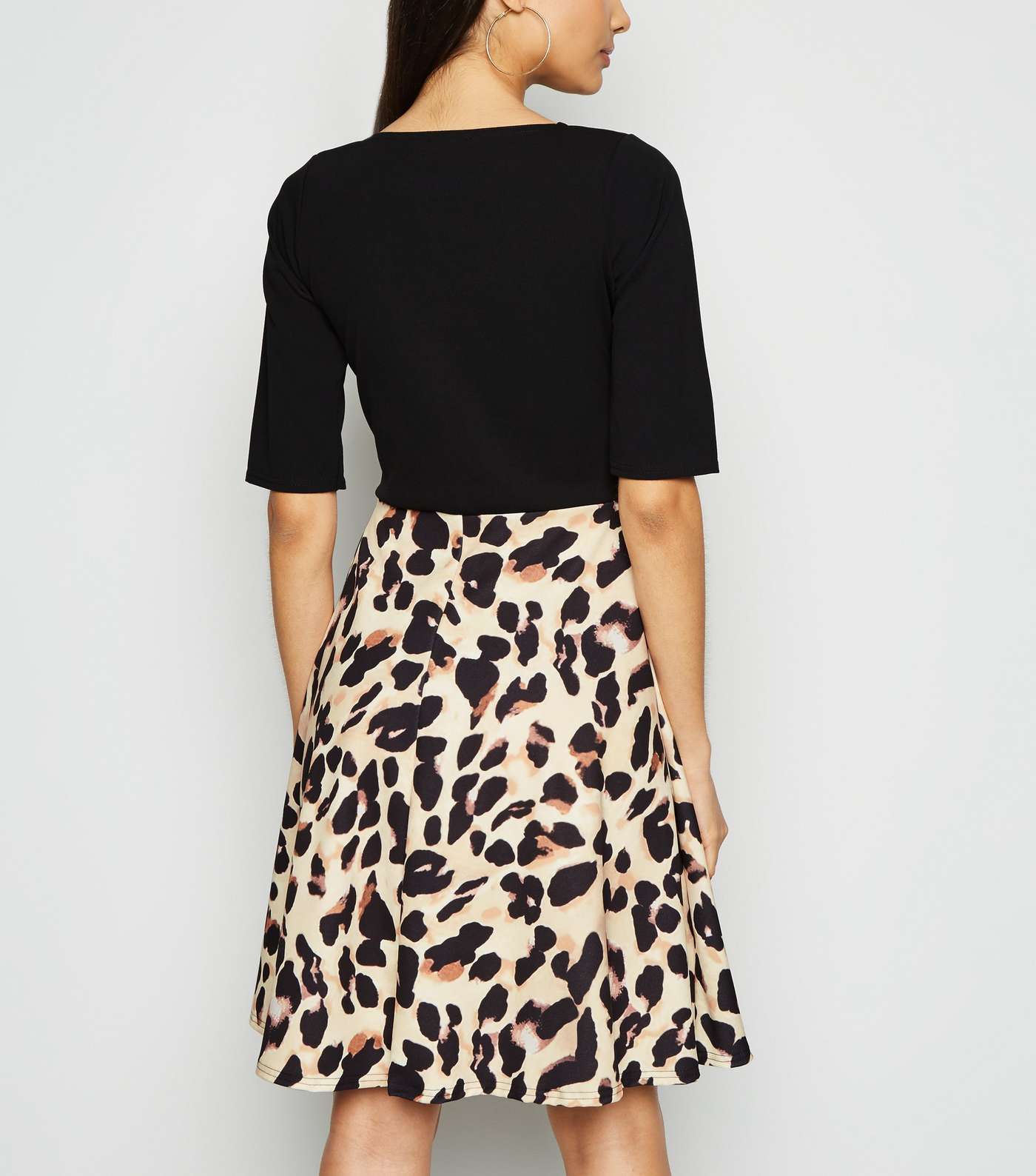 Missfiga Brown Leopard Print Skirt Skater Dress Image 3