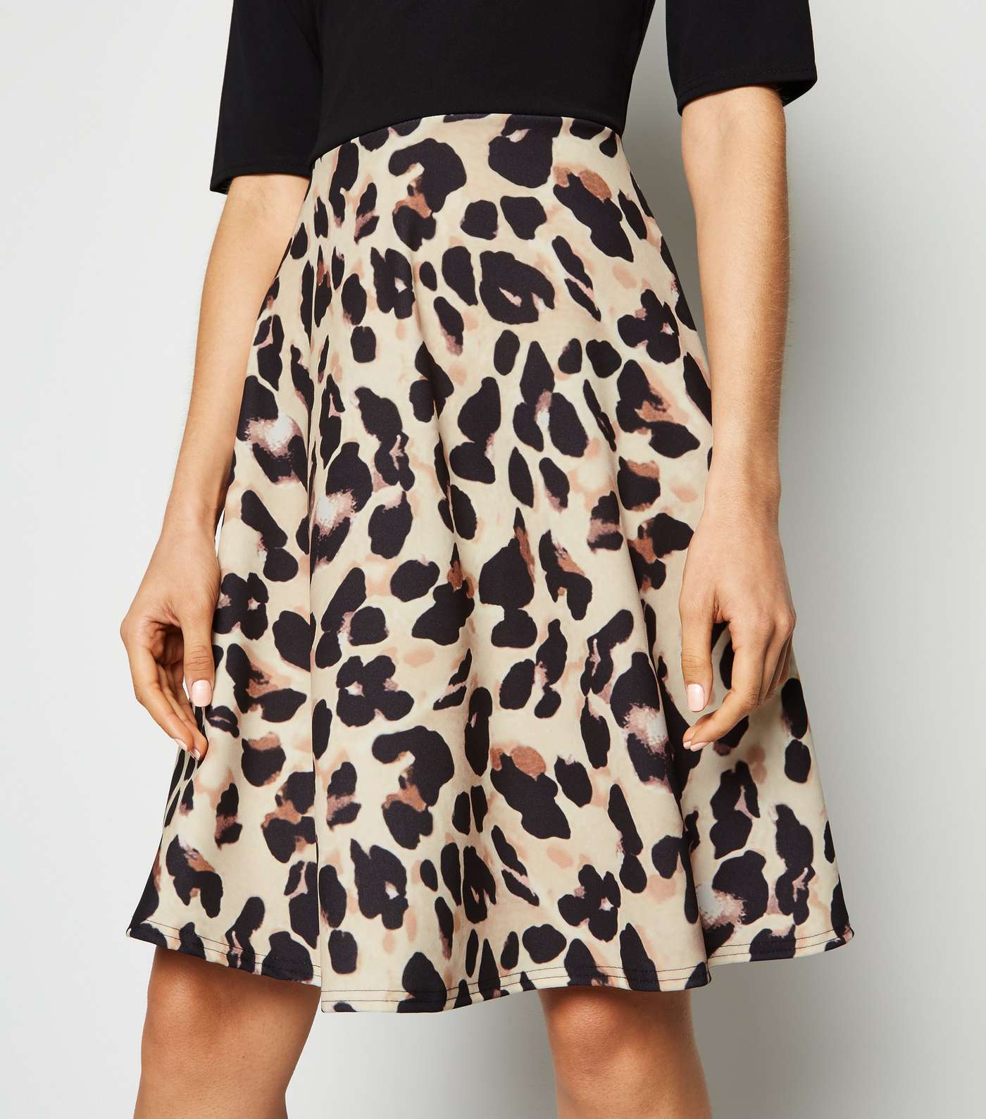 Missfiga Brown Leopard Print Skirt Skater Dress Image 5