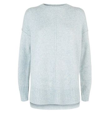 Image of Mint Green Exposed Seam Crew Neck Jumper New Look