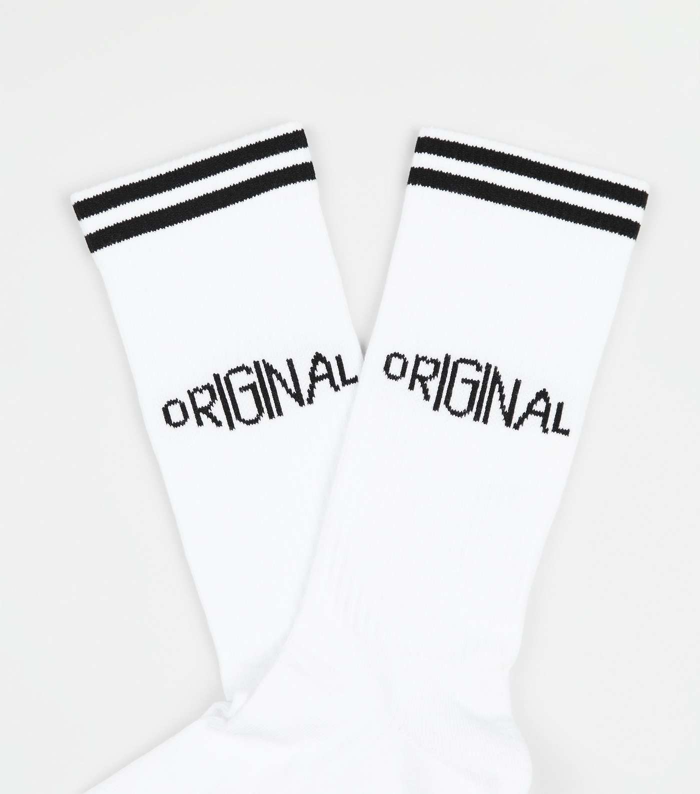 White Stripe Original Slogan Sports Socks Image 2