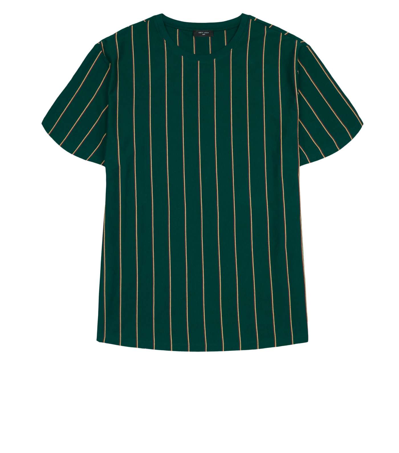 Plus Size Dark Green Stripe Crew Neck T-Shirt Image 4