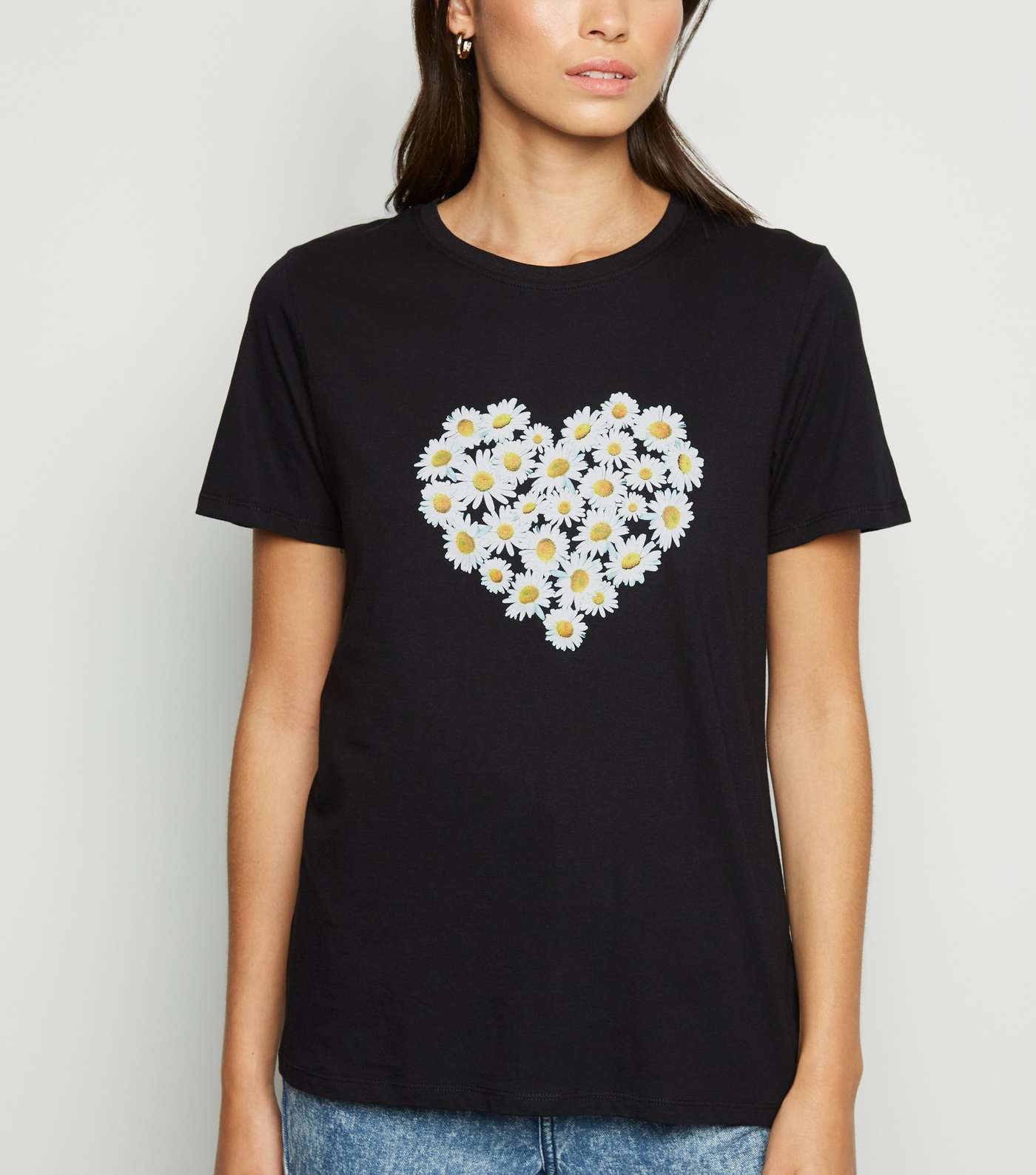 Black Daisy Heart Logo T-Shirt
