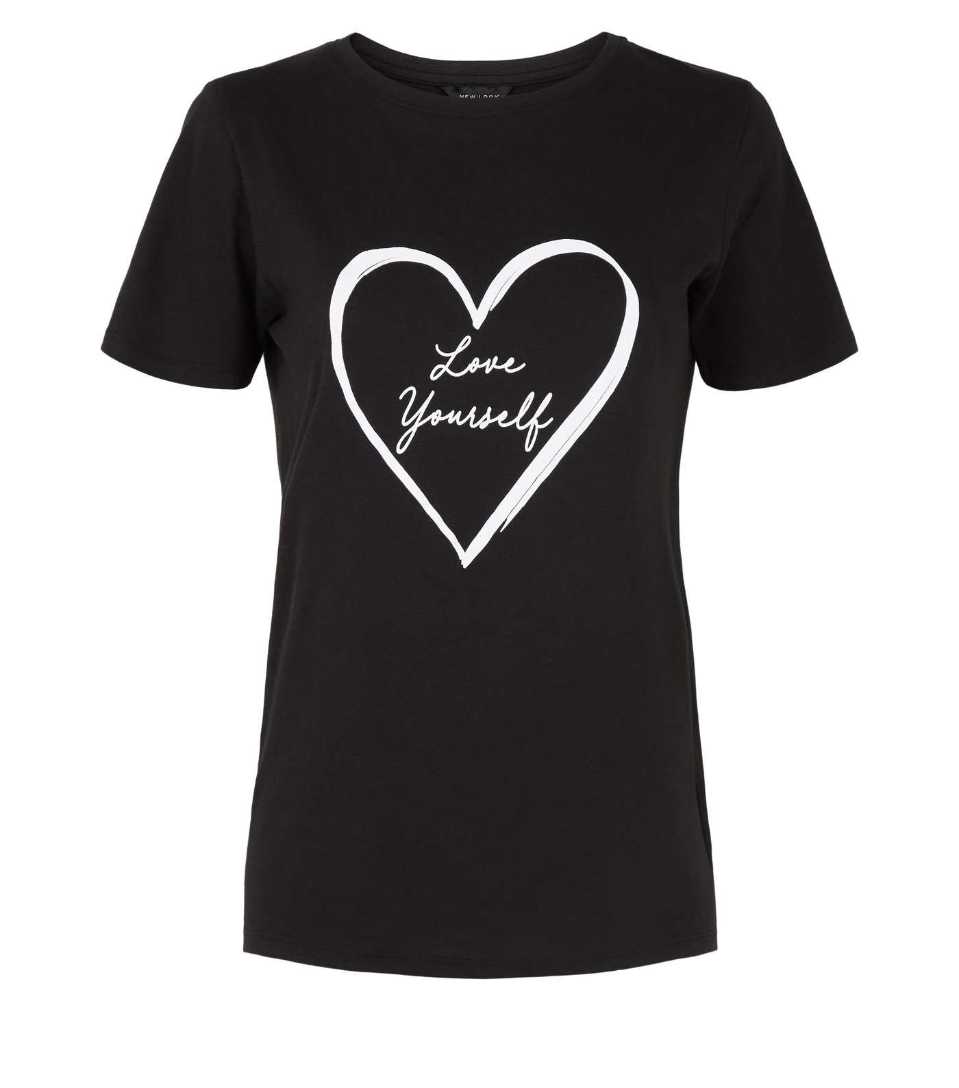 Black Heart Love Yourself Slogan T-Shirt Image 4