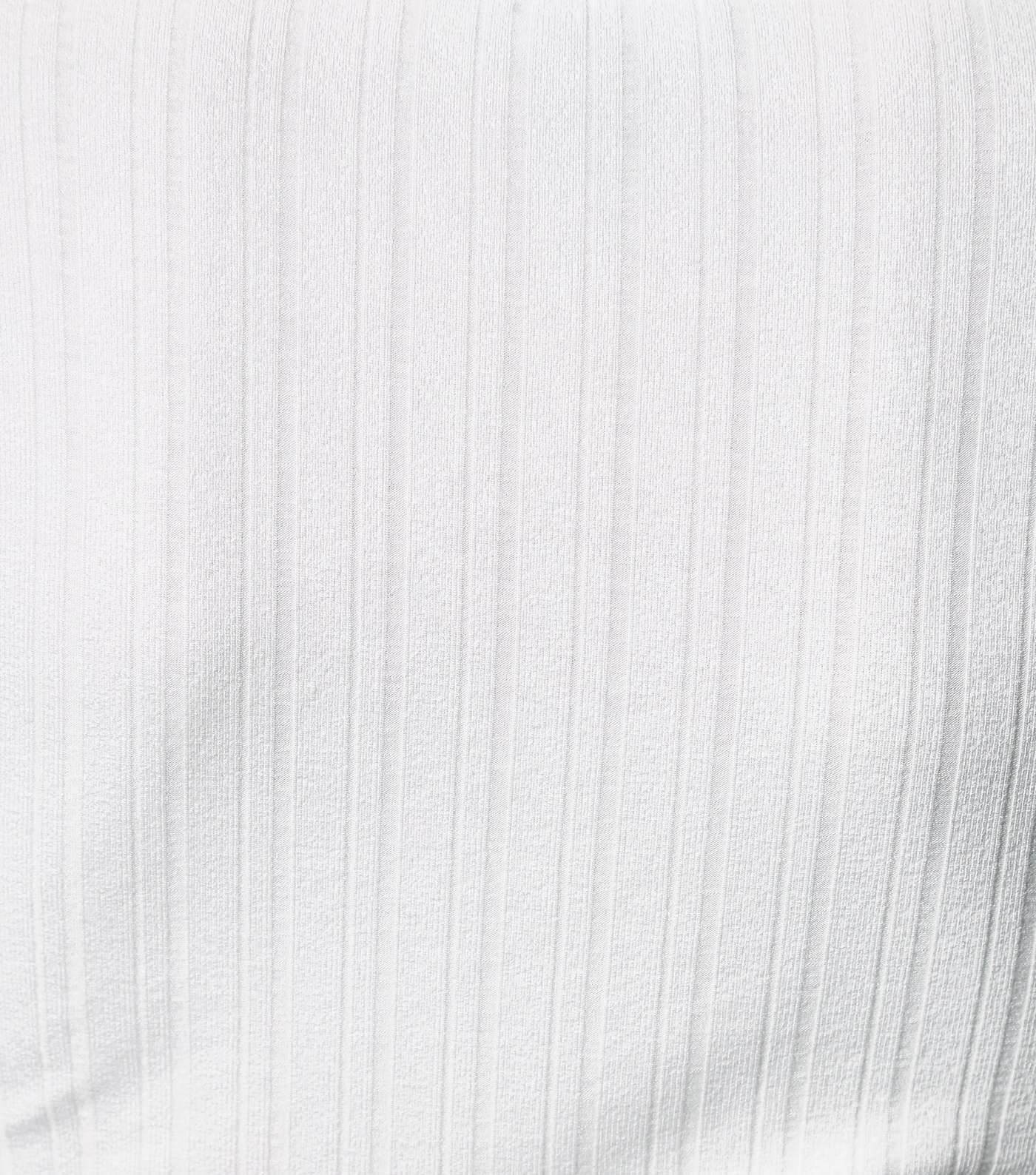 White Ribbed Long Sleeve Notch Neck T-Shirt Image 6