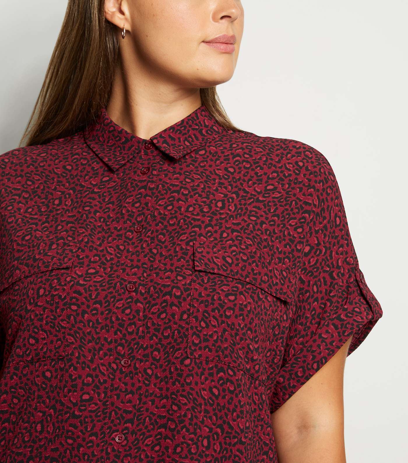 Curves Red Leopard Print Pocket Shirt Image 5