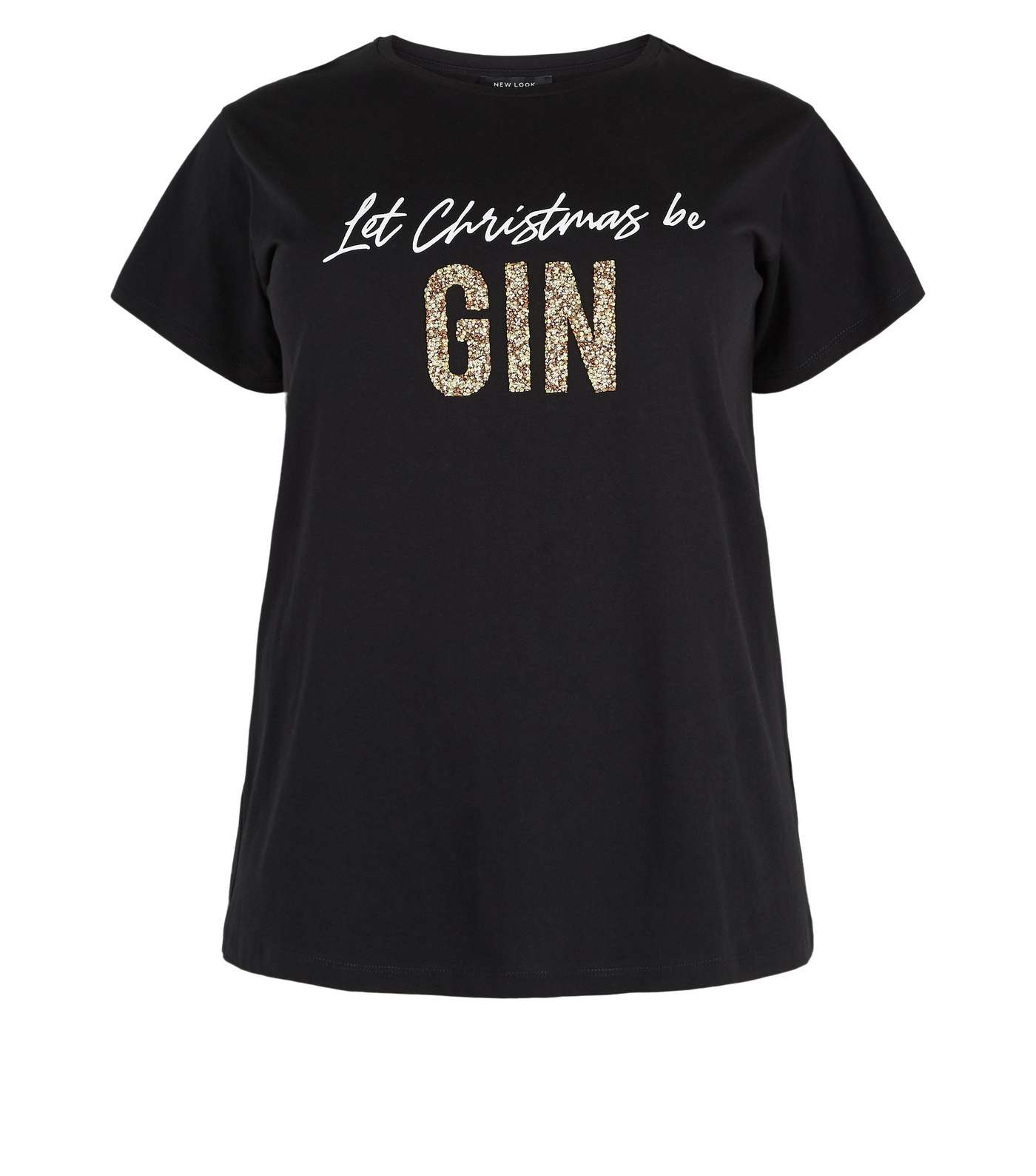 Curves Black Let Christmas Be Gin T-Shirt Image 4