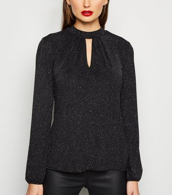 long sleeve black sparkly top