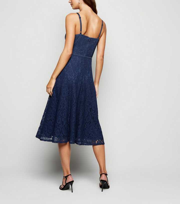 Navy Lace Midi Dress