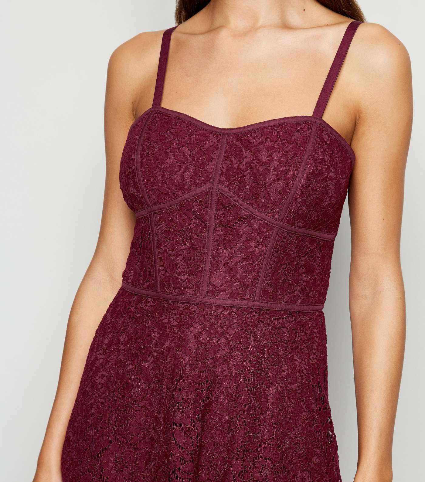 Burgundy Lace Strappy Midi Dress Image 3