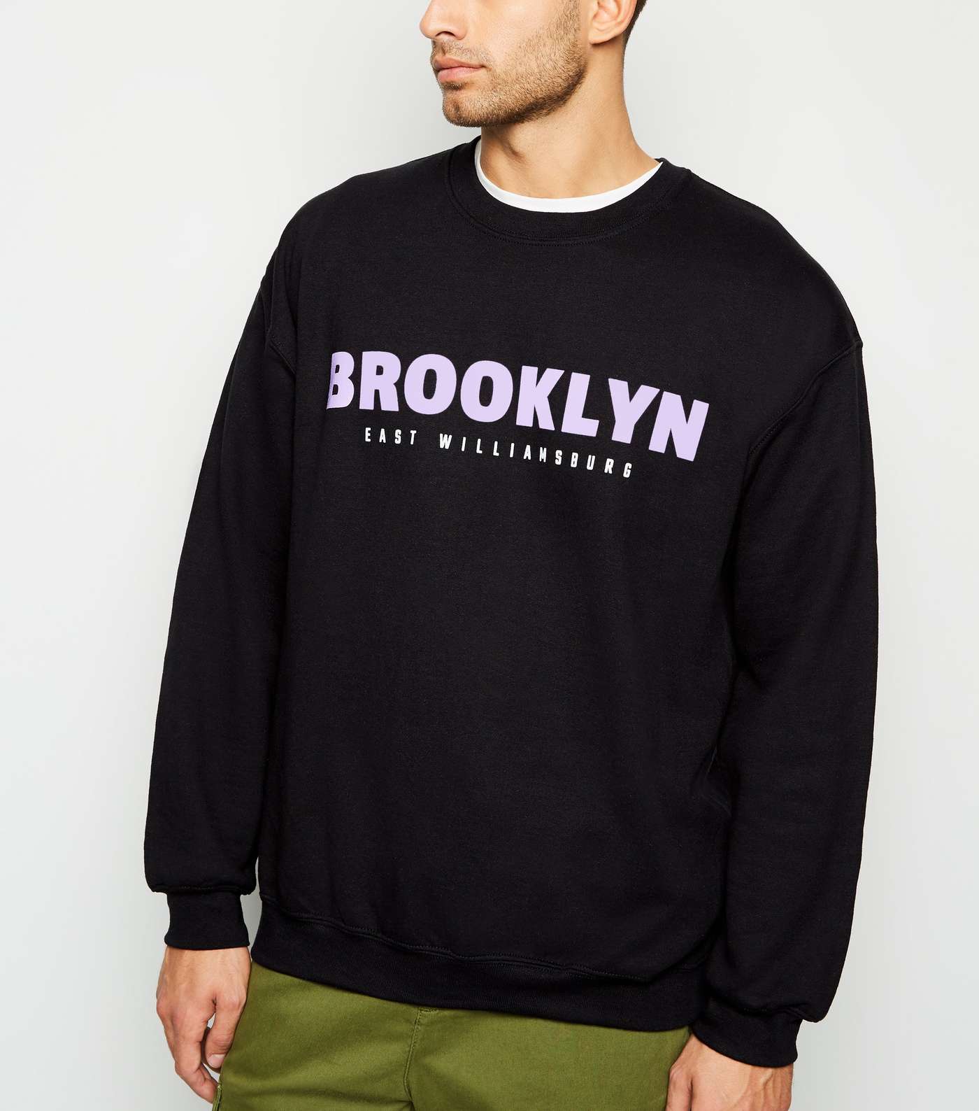 Black Brooklyn Oversized Slogan Sweatshirt