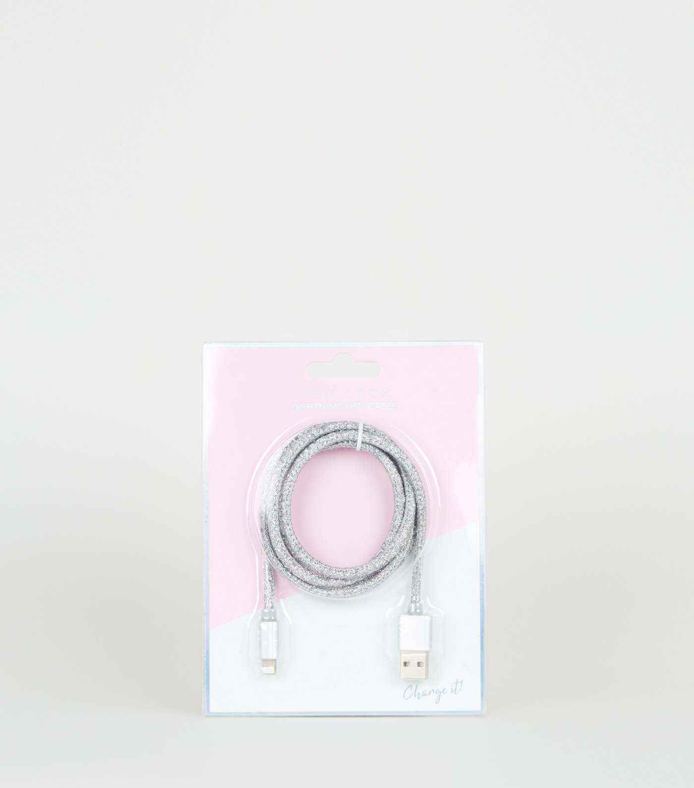 Silver Glitter Micro USB Charging Cable