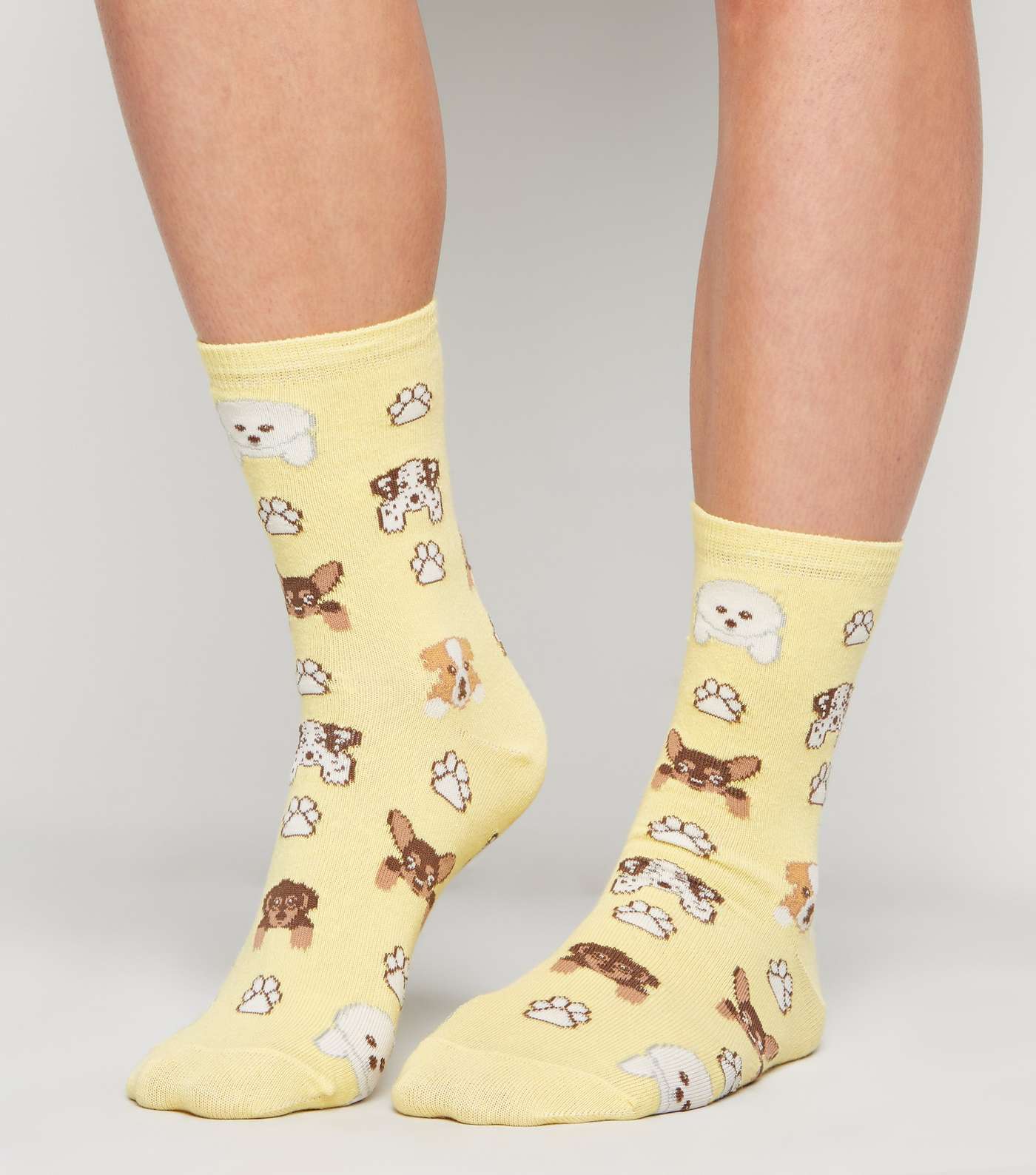 Yellow Dogs and Paws Socks Image 2