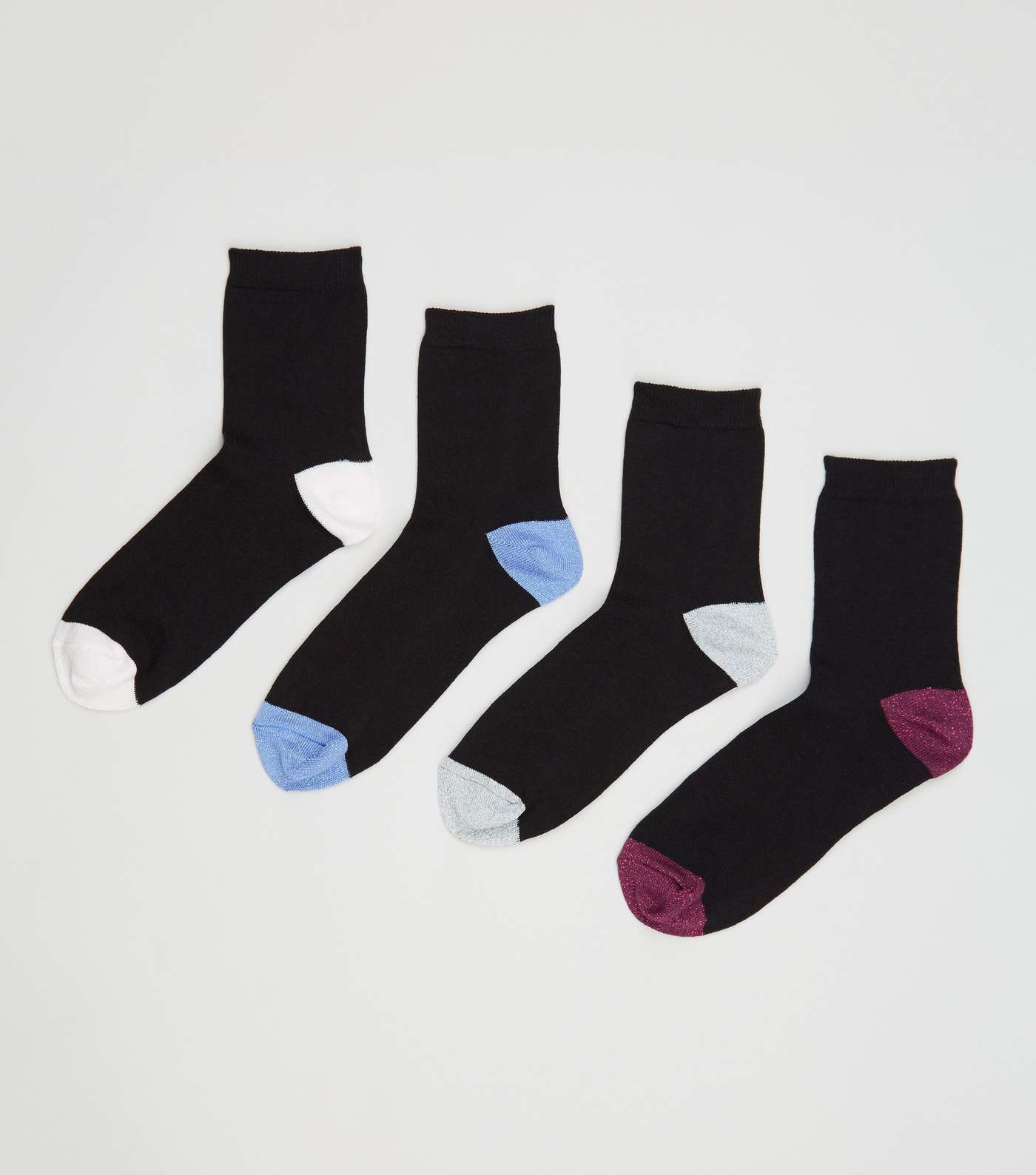 4 Pack Black Glitter Ankle Socks 