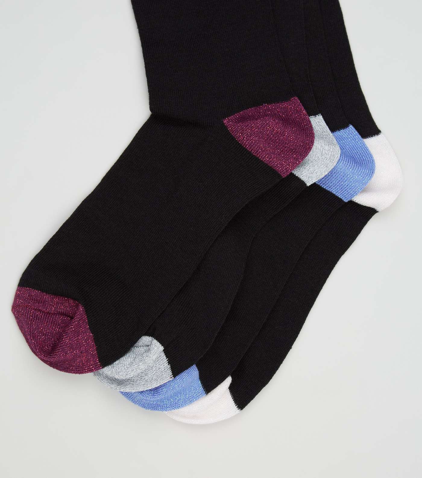 4 Pack Black Glitter Ankle Socks  Image 3