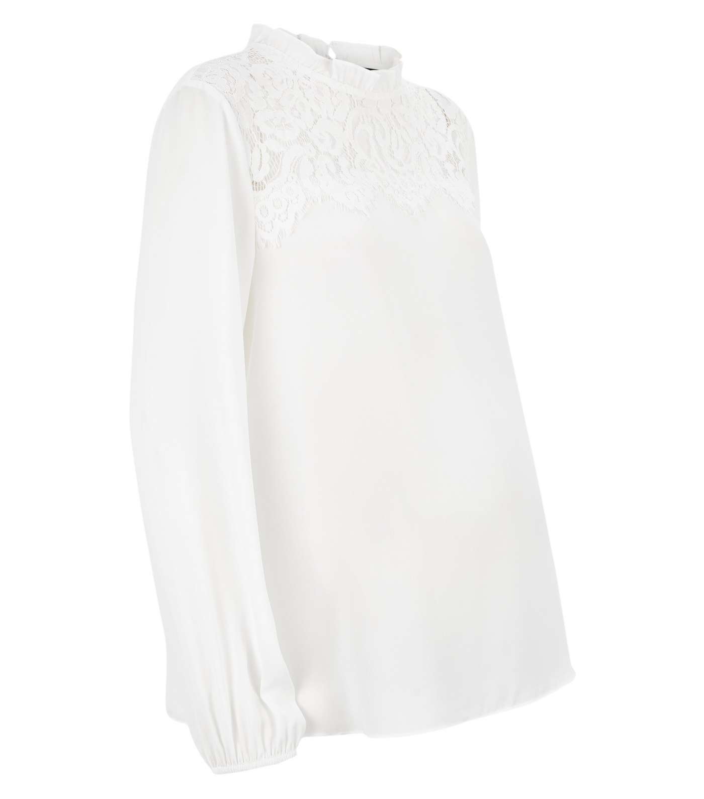 Maternity Off White Lace Panel Blouse Image 4