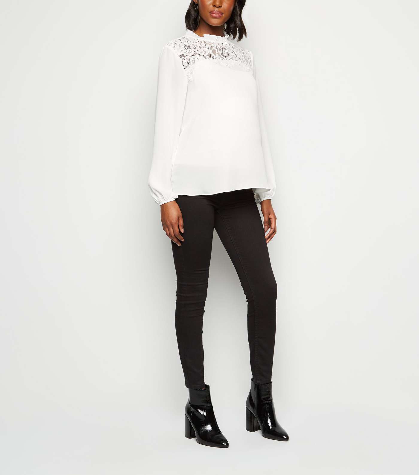 Maternity Off White Lace Panel Blouse Image 2