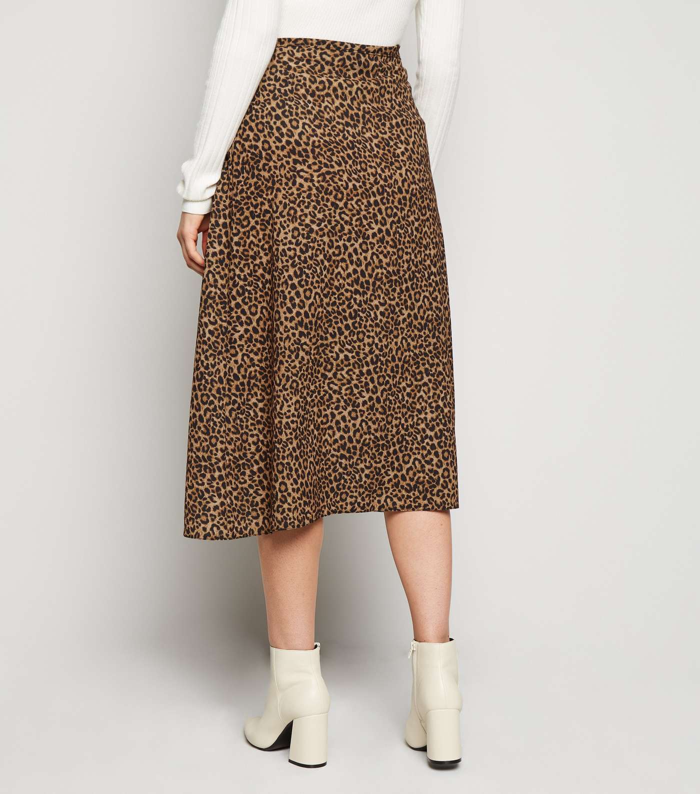 Petite Brown Leopard Print Wrap Midi Skirt  Image 3