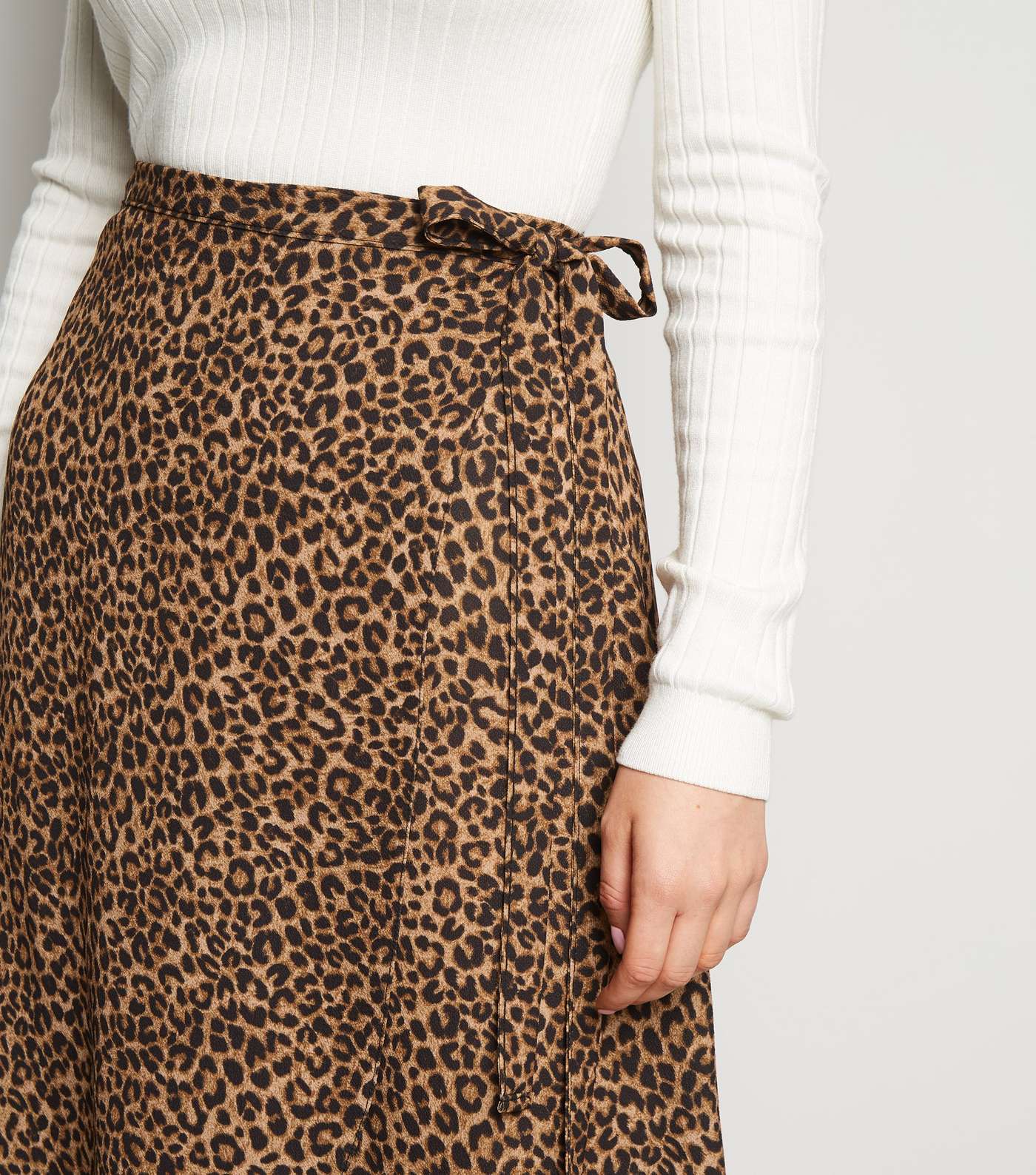 Petite Brown Leopard Print Wrap Midi Skirt  Image 5