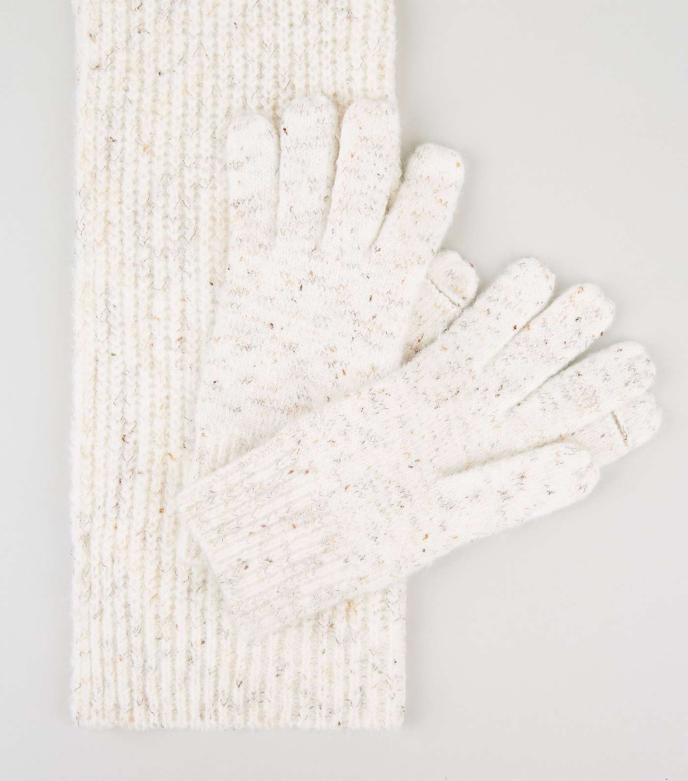Cream Scarf and Gloves Set