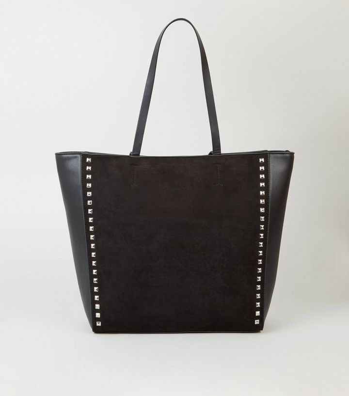 Black Leather Look Stud Trim Tote Bag Add To Saved Items Remove From Black Leather Look Stud Trim Tote Bag Add To Saved Items Remove From